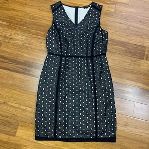 The‎ Limited Black Dress Womens Size 6 Sleeveless Sheath Polka Dot Eyelet Lined